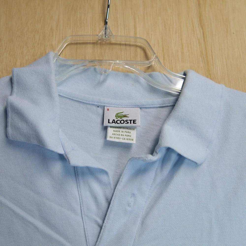 Lacoste Mens Light Blue Cotton Pique Short Sleeve Polo Shirt Size 8 XL